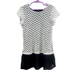 Faded Glory Black and White Lace Tunic Top Girl's‎ Size M (7-8)